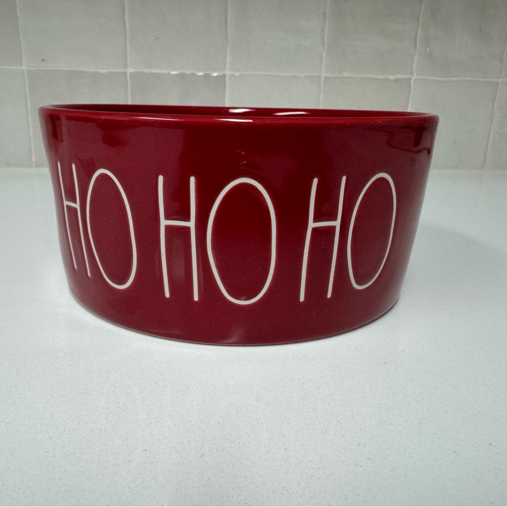 NWOT Rae Dunn Red Ho Ho Ho 6” Dog Bowl